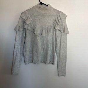 Gray ruffle sweater